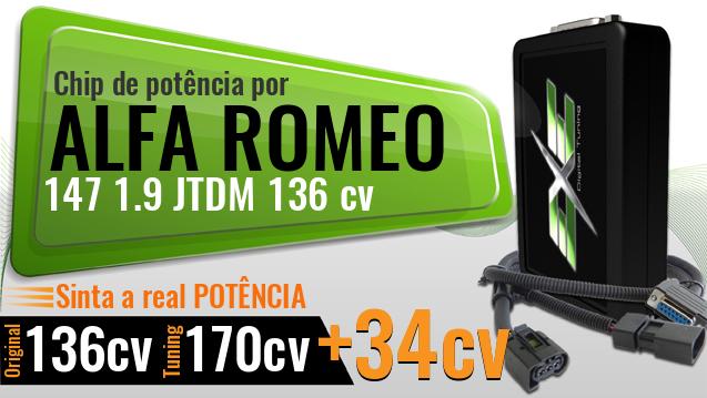 Chip de potência Alfa Romeo 147 1.9 JTDM 136 cv